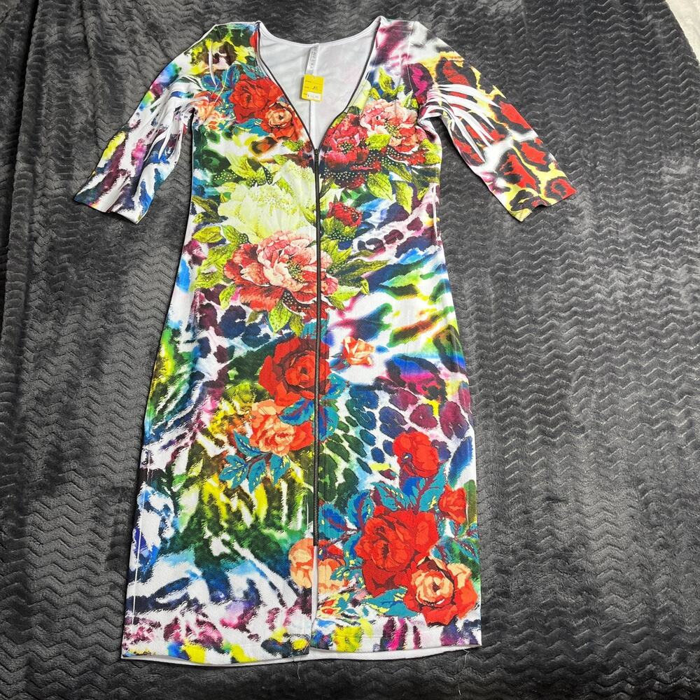 Joo Bee USA Dress floral full zip Size Medium NWT